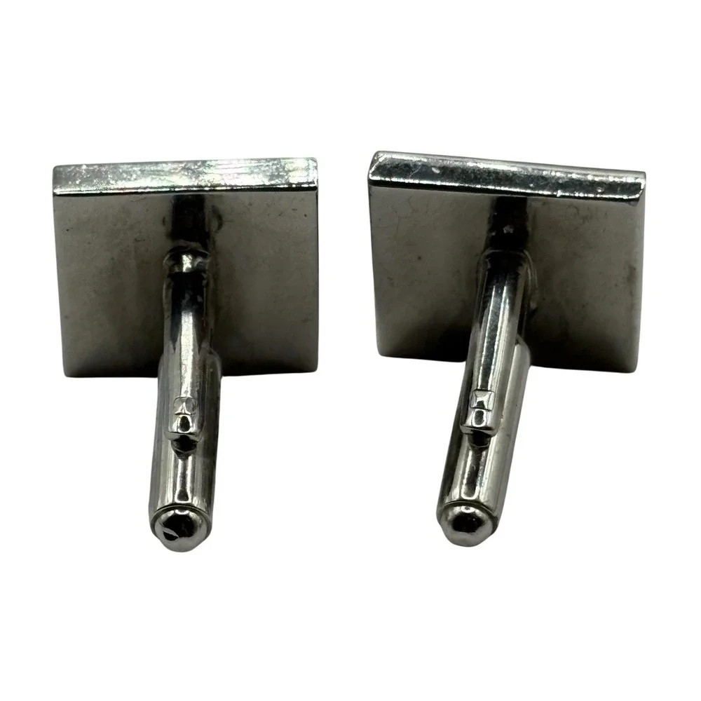 Fighting Lion Crest‎ Square Cuff Links Tie Bar Set Black Red Silver Tone Vintage